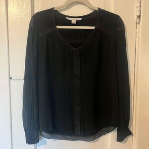 Diane von Furstenberg black long sheer sleeved blouse